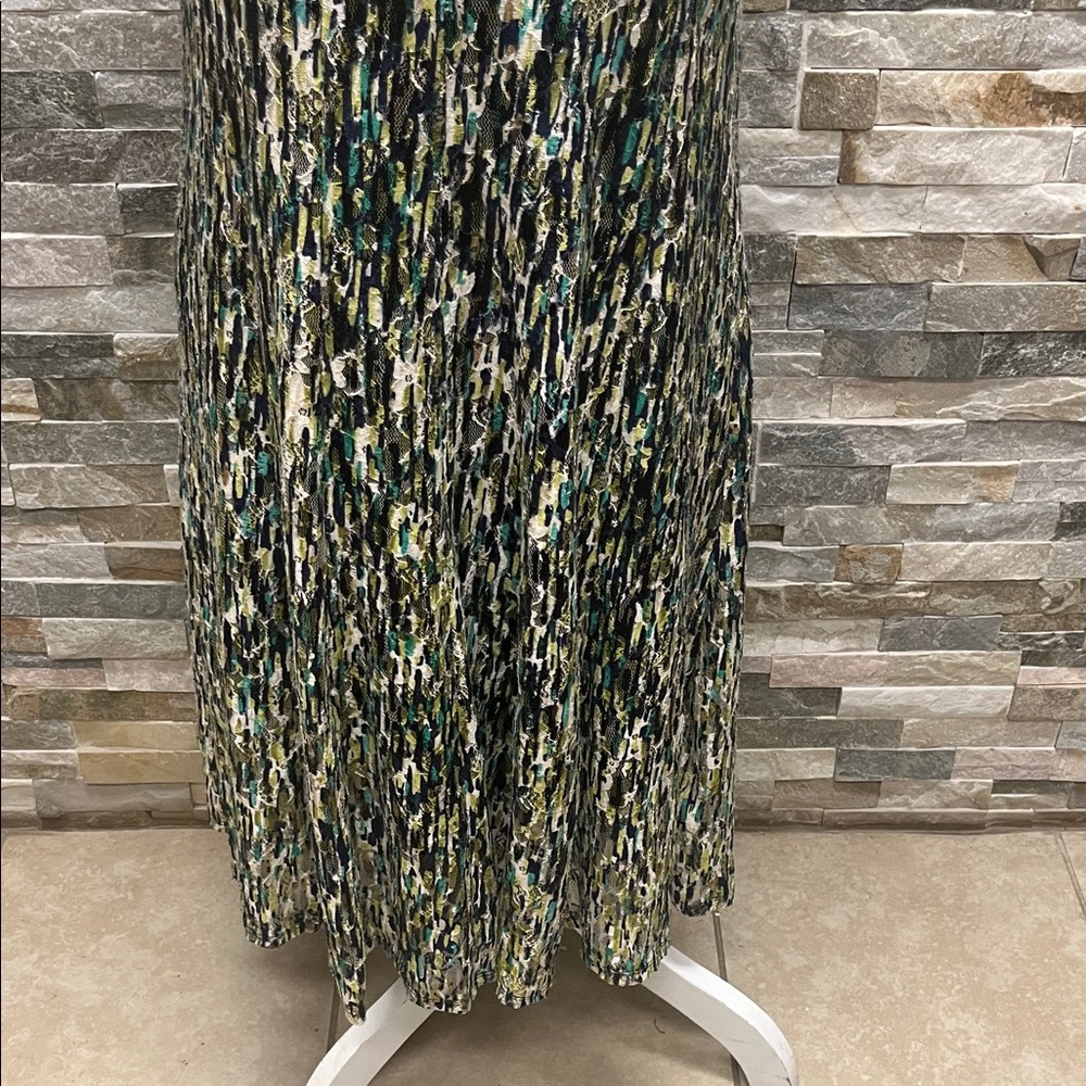 Perceptions Black and Green Patterned Midi Dress - image 3